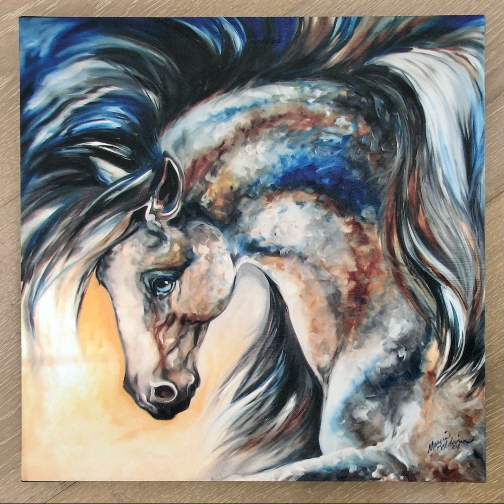 ⭐️Marcia Baldwin⭐️Oil on Canvas Abstract Horse Signed 15"x15" Equine Art Picture